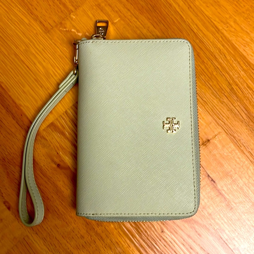 Mint Green Tory Burch Wristlet
